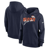 Denver Broncos Women's Wordmark Club Fleece Pullover Hoodie | NFL Hot