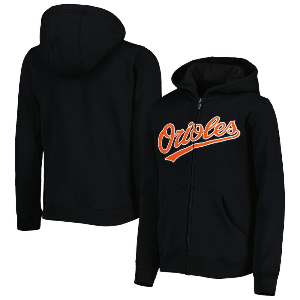 Baltimore Orioles Youth Wordmark Full-Zip Fleece Hoodie - MLB Hoodies