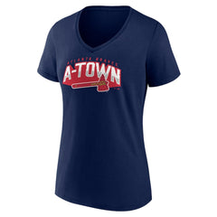Atlanta Braves Women's Paint the Black V-Neck T-Shirt - MLB T-shirts