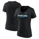 Miami Marlins Women's Back In Business V-Neck T-Shirt - MLB T-shirts