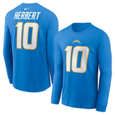Los Angeles Chargers Justin Herbert Player Name & Number Long Sleeve T-Shirt | NFL US