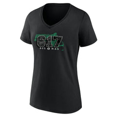 Black Boston Celtics Women's Core Hometown Launch V-Neck T-Shirt | NBA