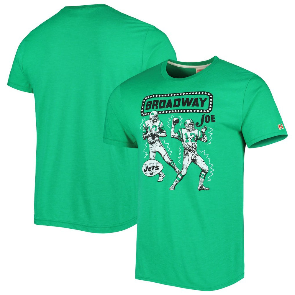 New York Jets Joe Namath Homage Unisex Unisex Caricature Retired Player Tri-Blend T-Shirt | NFL Hot