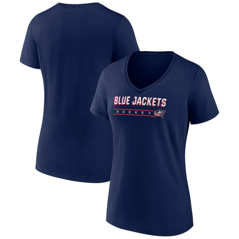 Columbus Blue Jackets Women's Primary Play V-Neck T-Shirt - NHL T-shirts