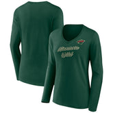 Minnesota Wild Women's Forge Long Sleeve V-Neck T-Shirt - NHL T-shirts