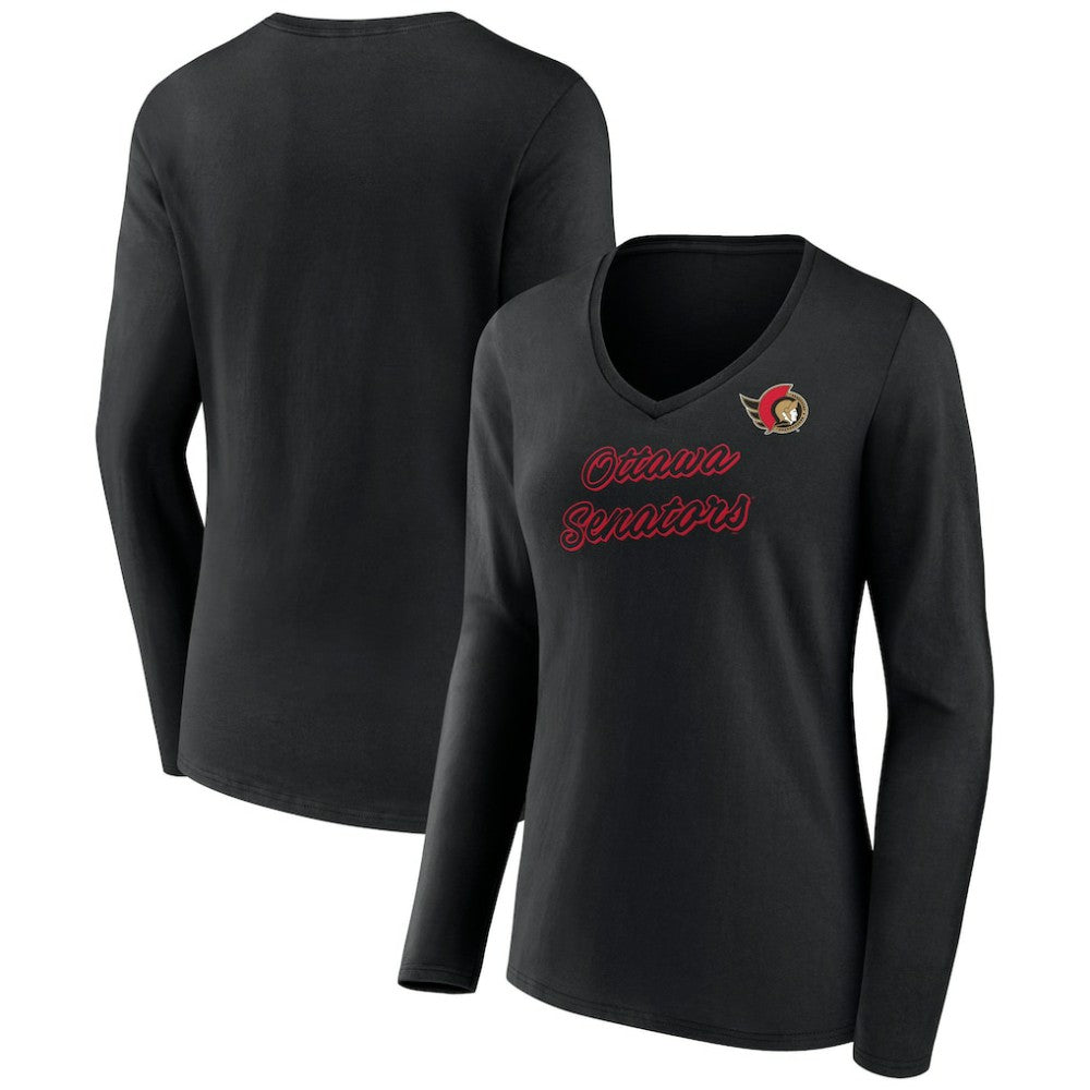 Ottawa Senators Women's Forge Long Sleeve V-Neck T-Shirt - NHL T-shirts