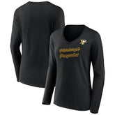 Pittsburgh Penguins Women's Forge Long Sleeve V-Neck T-Shirt - NHL T-shirts