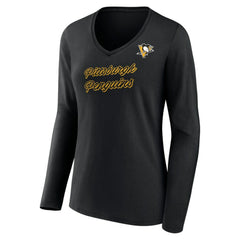 Pittsburgh Penguins Women's Forge Long Sleeve V-Neck T-Shirt - NHL T-shirts
