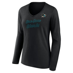 San Jose Sharks Women's Forge Long Sleeve V-Neck T-Shirt - NHL T-shirts