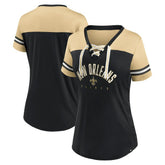 New Orleans Saints Women's Blitz & Glam Lace-Up V-Neck Jersey T-Shirt | NFL Near me