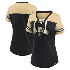 New Orleans Saints Women's Blitz & Glam Lace-Up V-Neck Jersey T-Shirt | NFL Near me