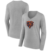 Chicago Bears Women's Primary Team Logo Long Sleeve V-Neck T-Shirt | NFL Hot