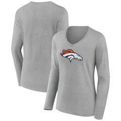 Denver Broncos Women's Primary Team Logo Long Sleeve V-Neck T-Shirt | NFL US