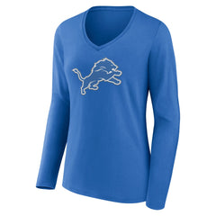 Detroit Lions Women's Primary Team Logo Long Sleeve V-Neck T-Shirt | NFL New