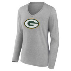 Green Bay Packers Women's Primary Team Logo Long Sleeve V-Neck T-Shirt | NFL New