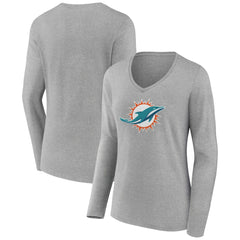 Miami Dolphins Women's Primary Team Logo Long Sleeve V-Neck T-Shirt | NFL Near me