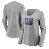 New York Giants Women's Primary Team Logo Long Sleeve V-Neck T-Shirt | NFL Discount