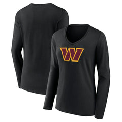 Washington Commanders Women's Primary Team Logo Long Sleeve V-Neck T-Shirt | NFL Sale