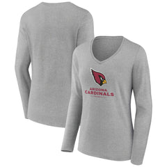 Arizona Cardinals Women's Logo Team Lockup Long Sleeve V-Neck T-Shirt | NFL Online