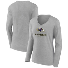 Baltimore Ravens Women's Logo Team Lockup Long Sleeve V-Neck T-Shirt | NFL Sale