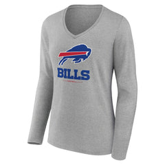 Buffalo Bills Women's Logo Team Lockup Long Sleeve V-Neck T-Shirt | NFL Outlet