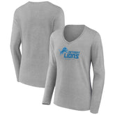 Detroit Lions Women's Logo Team Lockup Long Sleeve V-Neck T-Shirt | NFL Discount