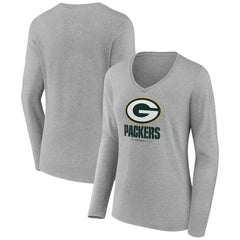 Green Bay Packers Women's Logo Team Lockup Long Sleeve V-Neck T-Shirt | NFL Hot