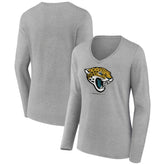 Jacksonville Jaguars Women's Logo Team Lockup Long Sleeve V-Neck T-Shirt | NFL Sale