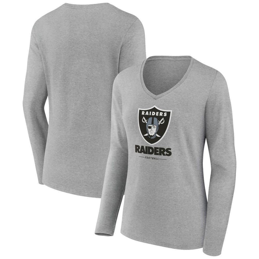 Las Vegas Raiders Women's Logo Team Lockup Long Sleeve V-Neck T-Shirt | NFL Sale