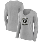 Las Vegas Raiders Women's Logo Team Lockup Long Sleeve V-Neck T-Shirt | NFL Sale