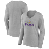 Minnesota Vikings Women's Logo Team Lockup Long Sleeve V-Neck T-Shirt | NFL Discount