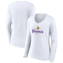 Minnesota Vikings Women's Logo Team Lockup Long Sleeve V-Neck T-Shirt | NFL On sale