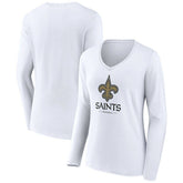 New Orleans Saints Women's Logo Team Lockup Long Sleeve V-Neck T-Shirt | NFL Online