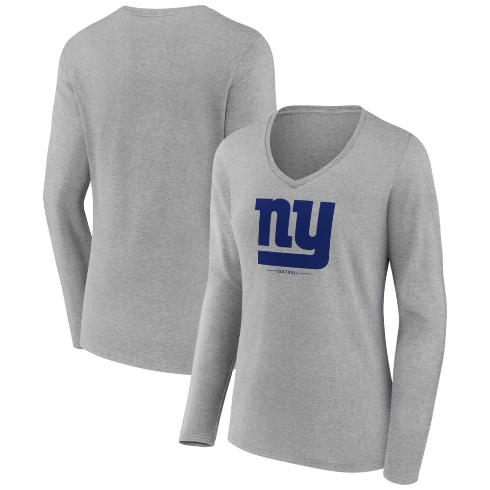 New York Giants Women's Logo Team Lockup Long Sleeve V-Neck T-Shirt | NFL Online