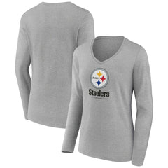 Pittsburgh Steelers Women's Logo Team Lockup Long Sleeve V-Neck T-Shirt | NFL On sale