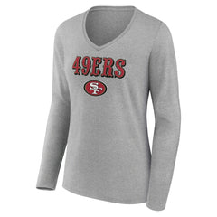 San Francisco 49ers Women's Logo Team Lockup Long Sleeve V-Neck T-Shirt | NFL Hot