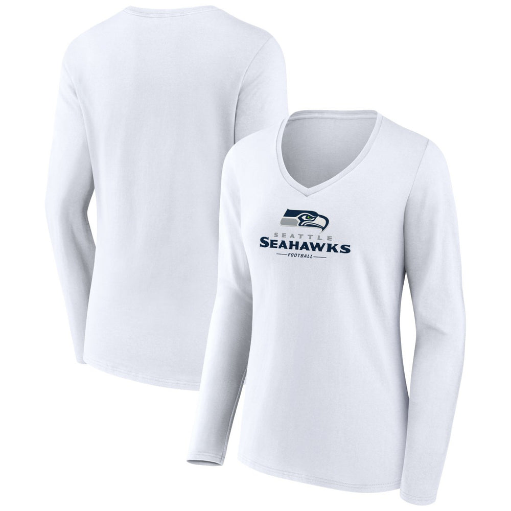Seattle Seahawks Women's Logo Team Lockup Long Sleeve V-Neck T-Shirt | NFL On sale