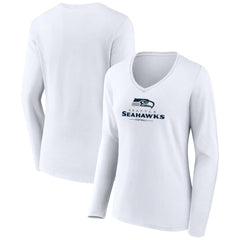 Seattle Seahawks Women's Logo Team Lockup Long Sleeve V-Neck T-Shirt | NFL On sale
