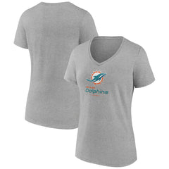 Miami Dolphins Women's Logo Team Lockup V-Neck T-Shirt | NFL New