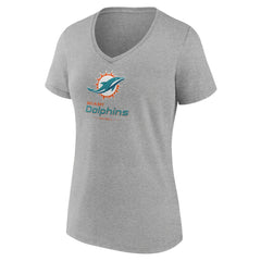 Miami Dolphins Women's Logo Team Lockup V-Neck T-Shirt | NFL New