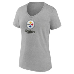 Pittsburgh Steelers Women's Logo Team Lockup V-Neck T-Shirt | NFL Hot