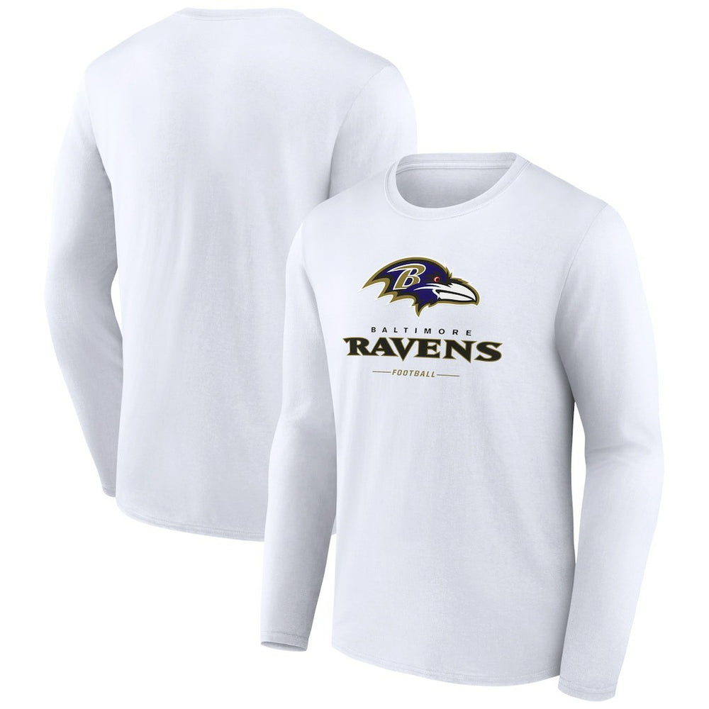 Baltimore Ravens Logo Team Lockup Long Sleeve T-Shirt | NFL Outlet