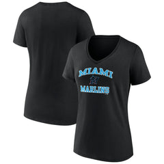 Miami Marlins Women's Heart and Soul V-Neck T-Shirt - MLB T-shirts