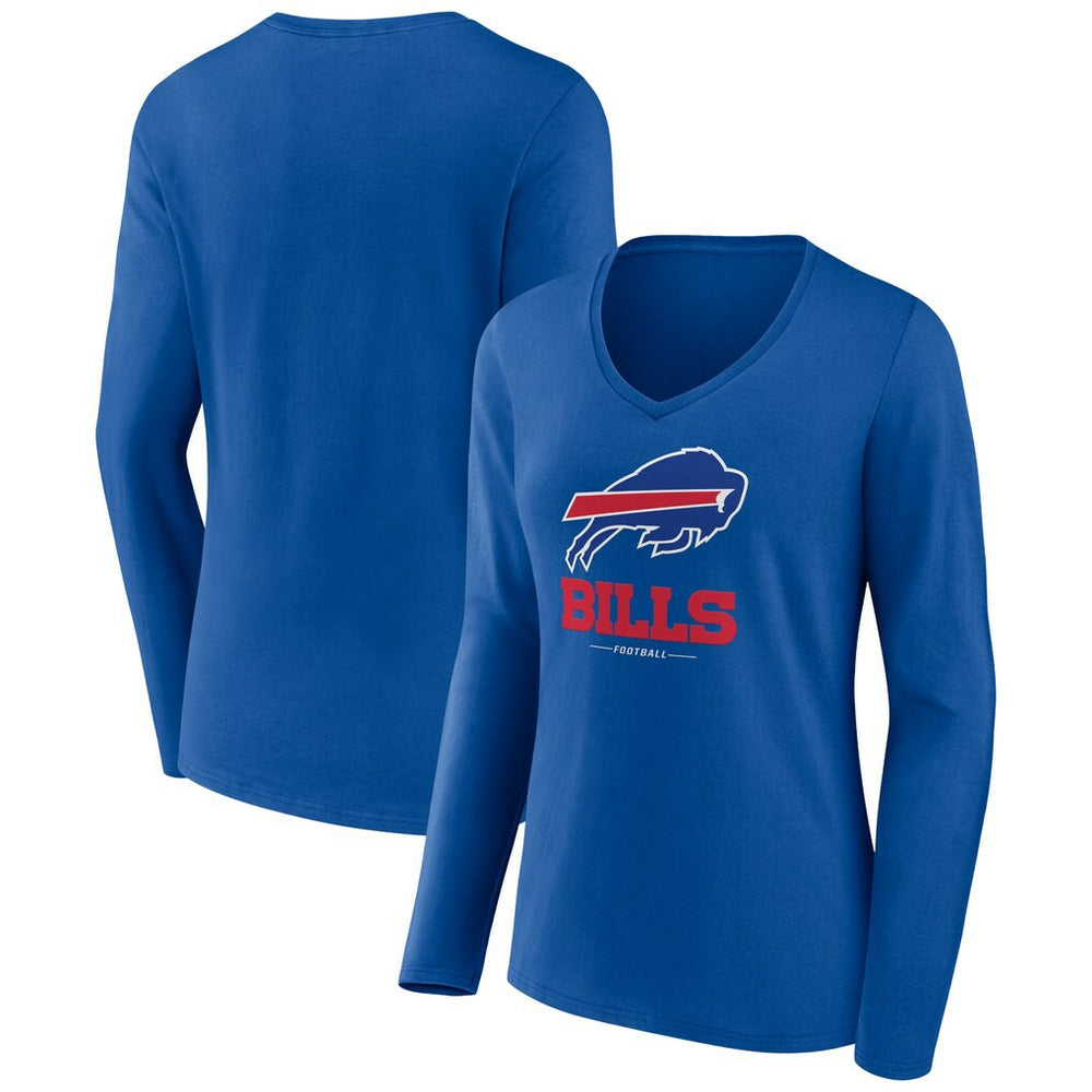 Buffalo Bills Women's Logo Team Lockup Long Sleeve V-Neck T-Shirt | NFL Sale