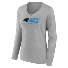 Carolina Panthers Women's Logo Team Lockup Long Sleeve V-Neck T-Shirt | NFL New