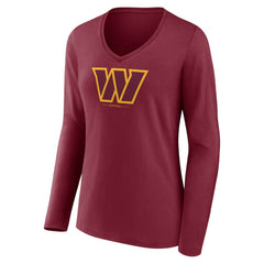 Washington Commanders Women's Logo Team Lockup Long Sleeve V-Neck T-Shirt | NFL Online