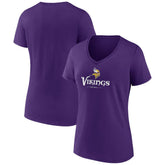 Minnesota Vikings Women's Logo Team Lockup V-Neck T-Shirt | NFL New