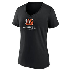 Cincinnati Bengals Women's Logo Team Lockup V-Neck T-Shirt | NFL Hot