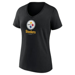 Pittsburgh Steelers Women's Logo Team Lockup V-Neck T-Shirt | NFL New