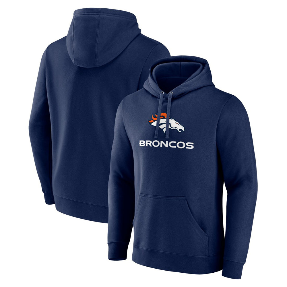 Denver Broncos Logo Team Lockup Fitted Pullover Hoodie | NFL Outlet